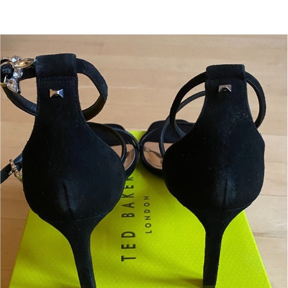 Ted Baker NEW black suede heels ankle 3 straps - Picture 1 of 12